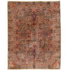 Antique Persian Lavar Kerman Carpet
