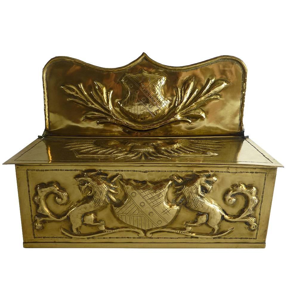 English / Dutch Brass Candle Box, circa 1875 For Sale