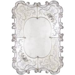 Stunning and Shapely Venetian Rectangular-Form Etched Mirror 4