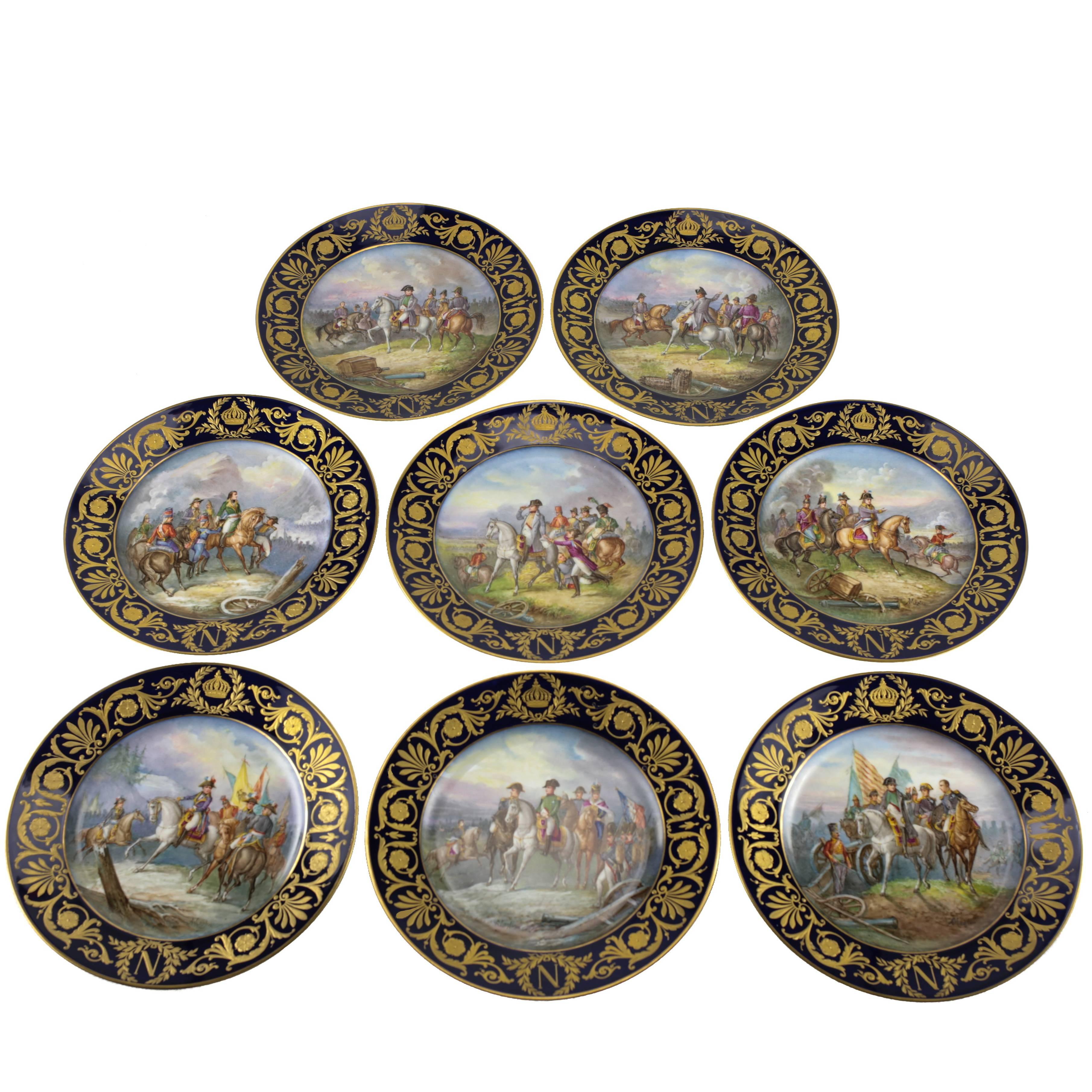 Eight French 19th Century Cabinet Plates with Emperor Napoleon by "Sevres"