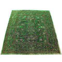 Vintage Green Ottoman Gilt Thread Embroidery Velvet