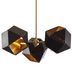 Welles Spoke Pendant, Black, Satin Brass 4