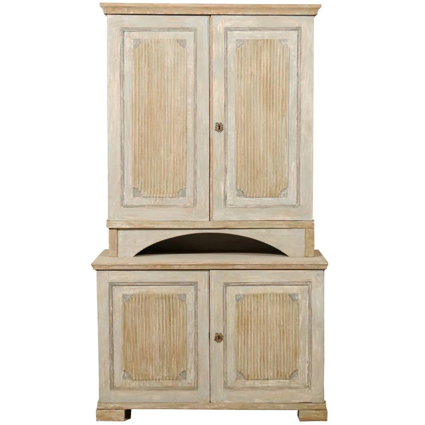 Period Gustavian Swedish Cabinet from 19th Century with Many Interior Shelves