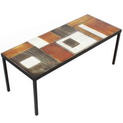Enameled Ceramic Coffee Table "Lave" Signed by Roger Capron, France, 1964