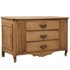 A Very Unique French 18th C. Chest w/ Reed Carved Accents & Side Doors w/Storage