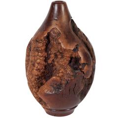 Melvin Lindquist Walnut Root Burl Turned Vase, Signed and Dated