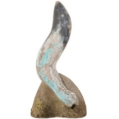 Carved Stone Seal on Rock Sculpture--Turquoise + Slate