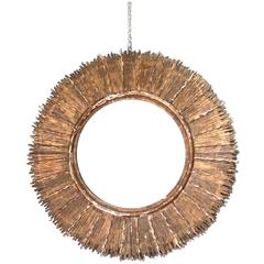Mid-Century Gold Gilt Round Sunburst Mirror, Spain