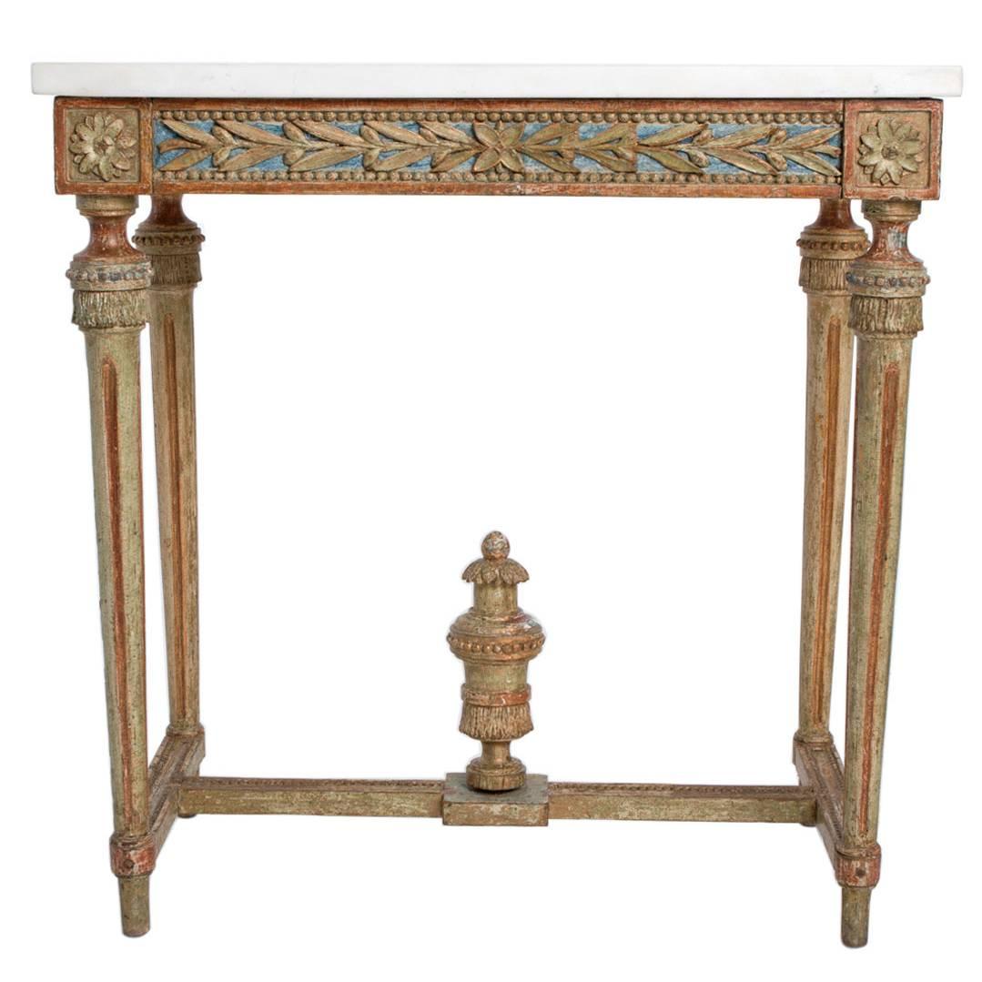 Giltwood Gustavian Console Table with Marble Top