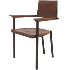 Blackened Steel, Solid Wood "Steel Chair" Hand-Shaped, Walnut, Charred Ash 1