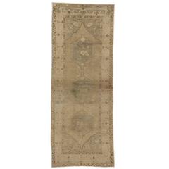 Vintage Turkish Oushak Carpet Runner with Casual Elegant Style in Muted Colors 2