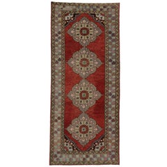 Tapis de couloir turc vintage Oushak de style traditionnel