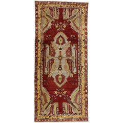 Antique Turkish Oushak Gallery Rug, Hallway Runner with English Tudor Style