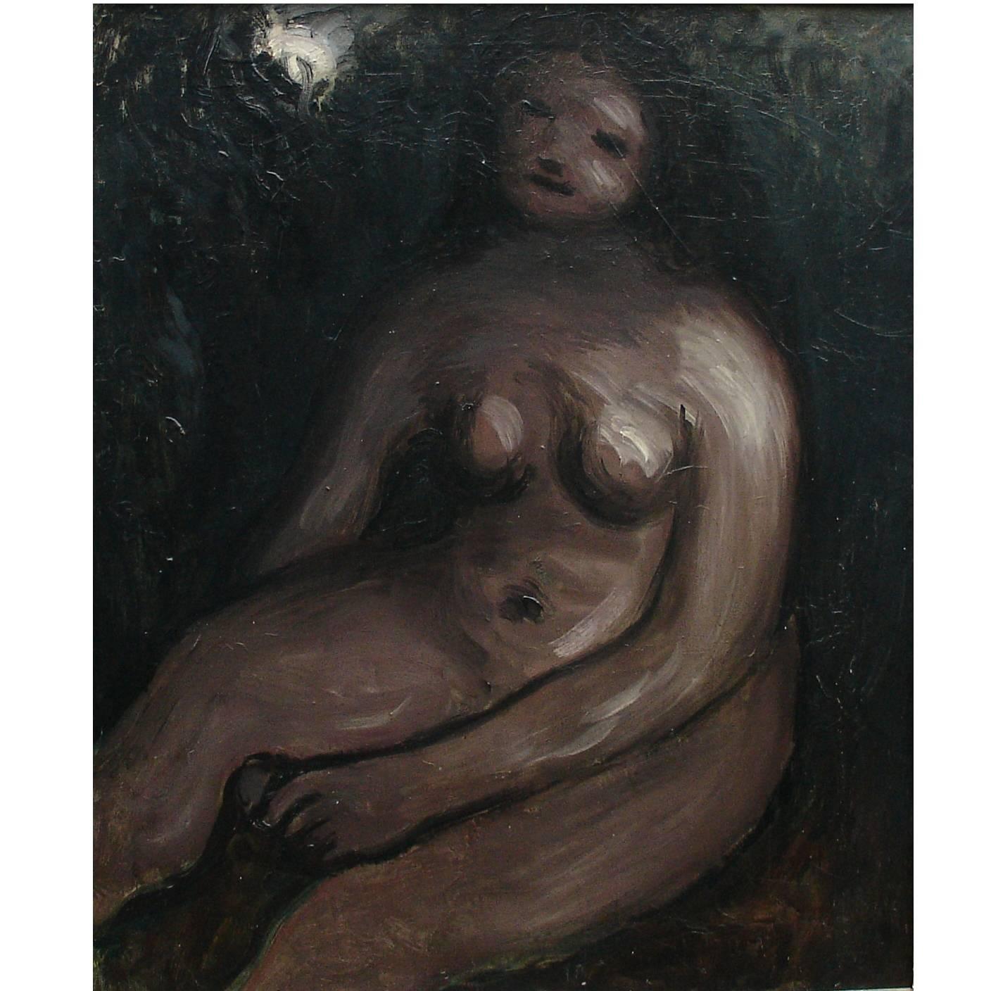  20th Century Bernard Meninsky Rare Nude by Oil on Canvas British School For Sale
