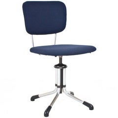 1930s Dutch Gispen Swivel Office Desk Chair New Upholstered
