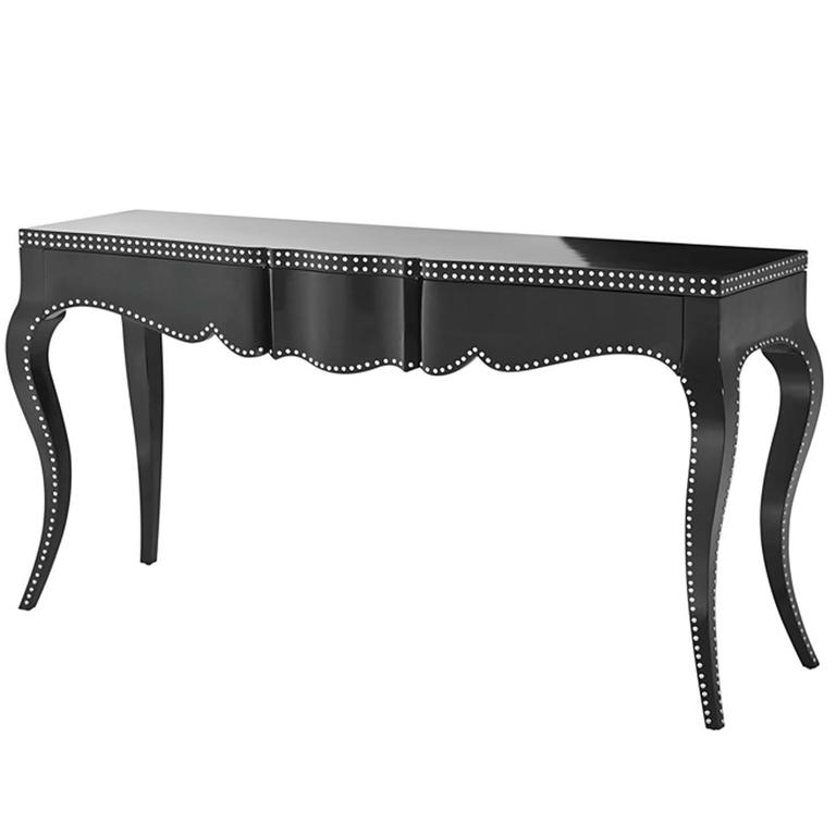 Talia Console Table in Black Lacquered Mahogany Wood For Sale at 1stDibs