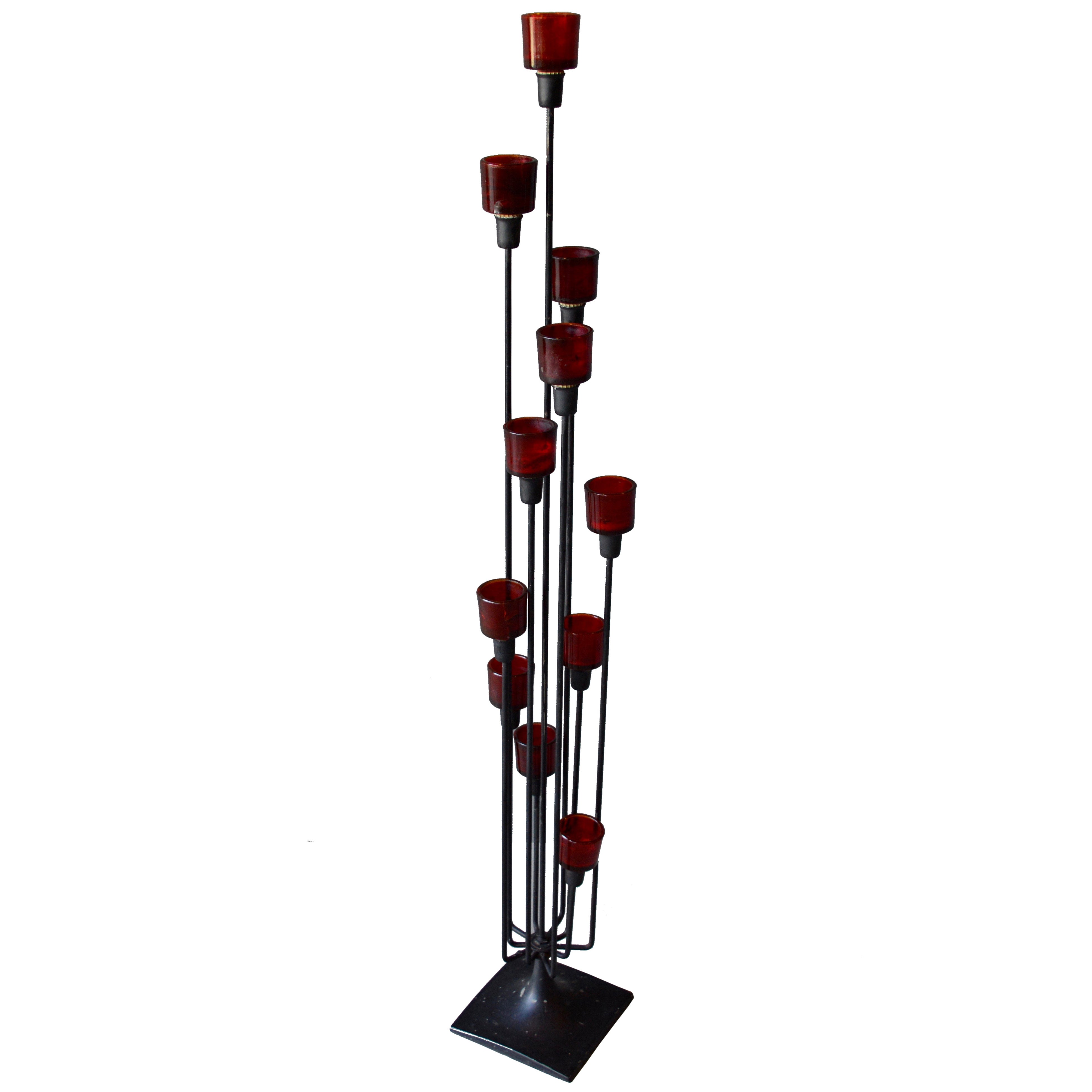 Weathered Industrial Steel Floor Candelabra For Sale at 1stDibs