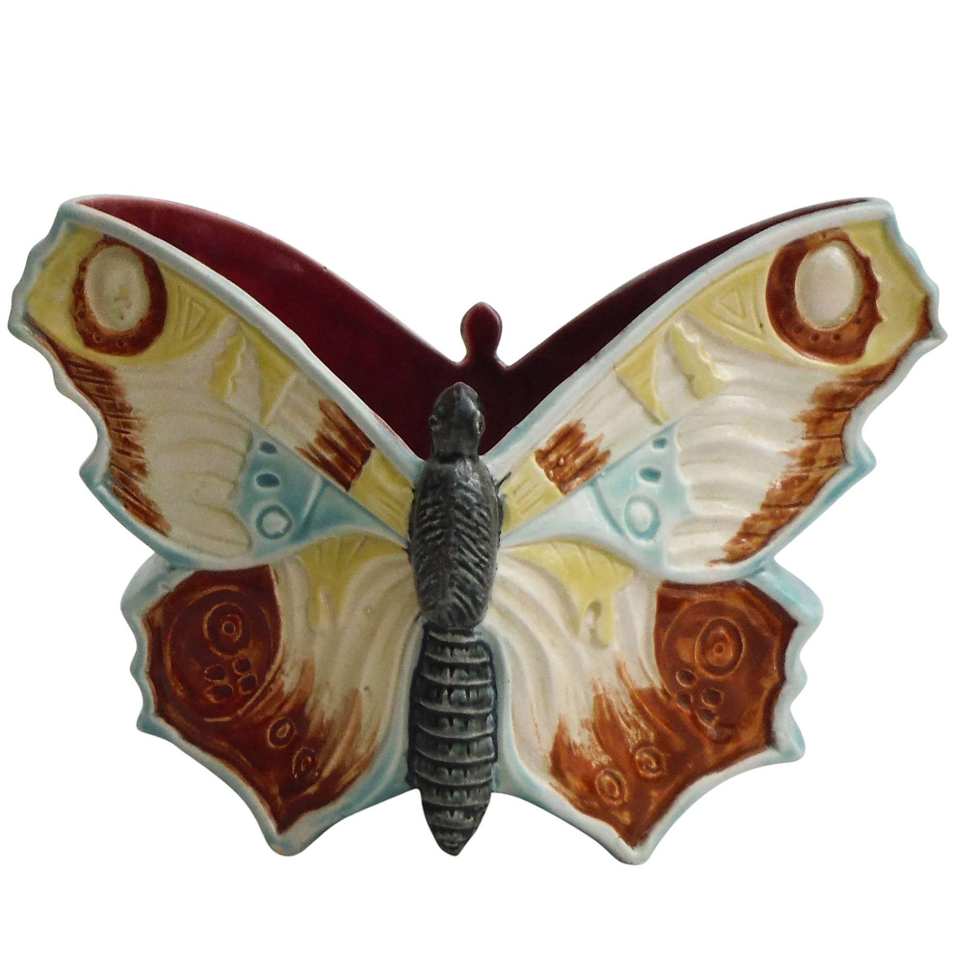 19th Century Majolica Butterfly Jardiniere