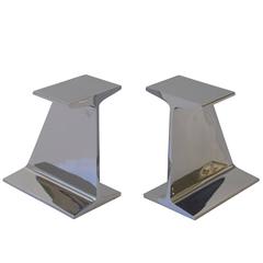 I-Beam Bookends Polished Chrome Pair, USA, 1970s