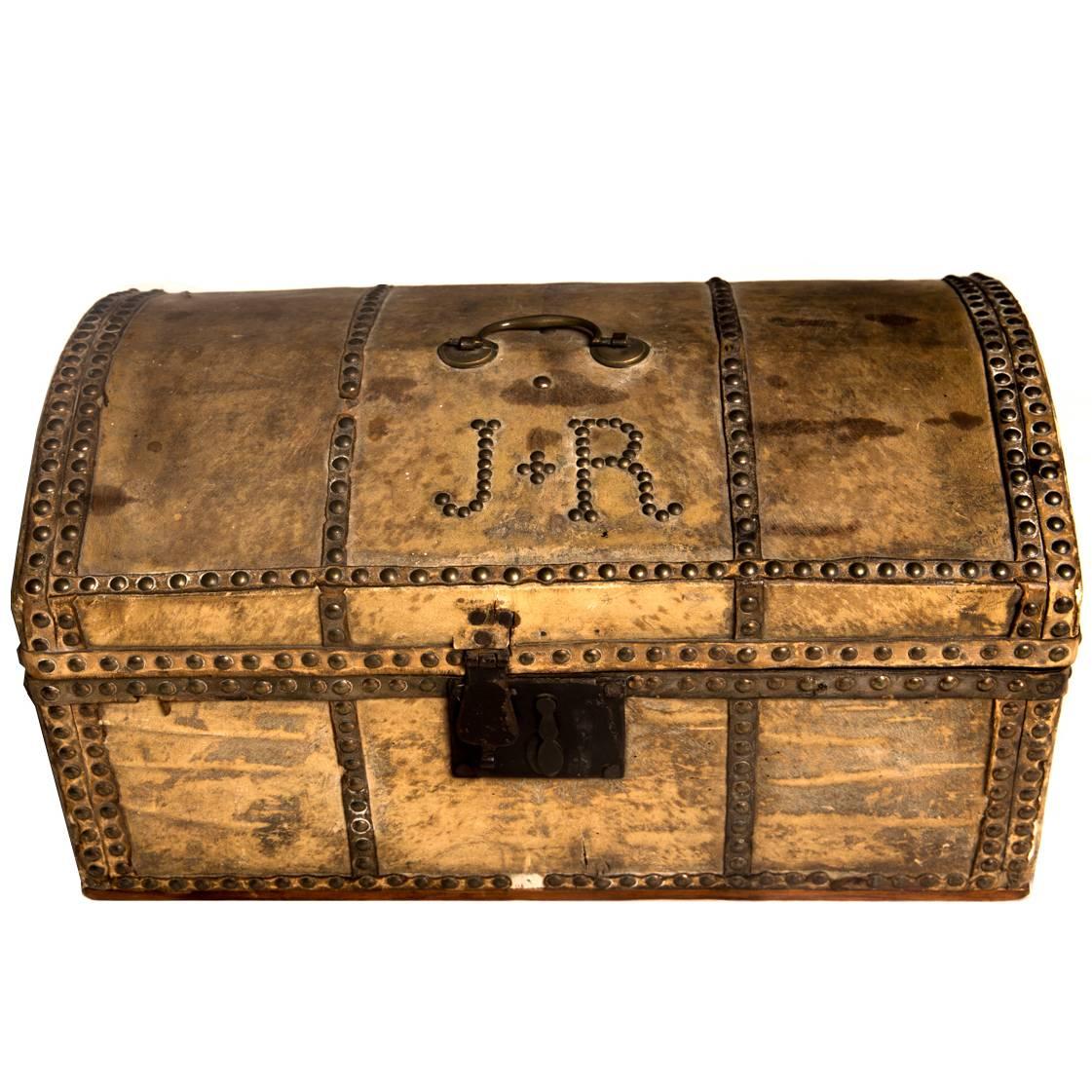 Charming King George I Pony Skin Coaching Trunk, Makers Label X2, 18th Century