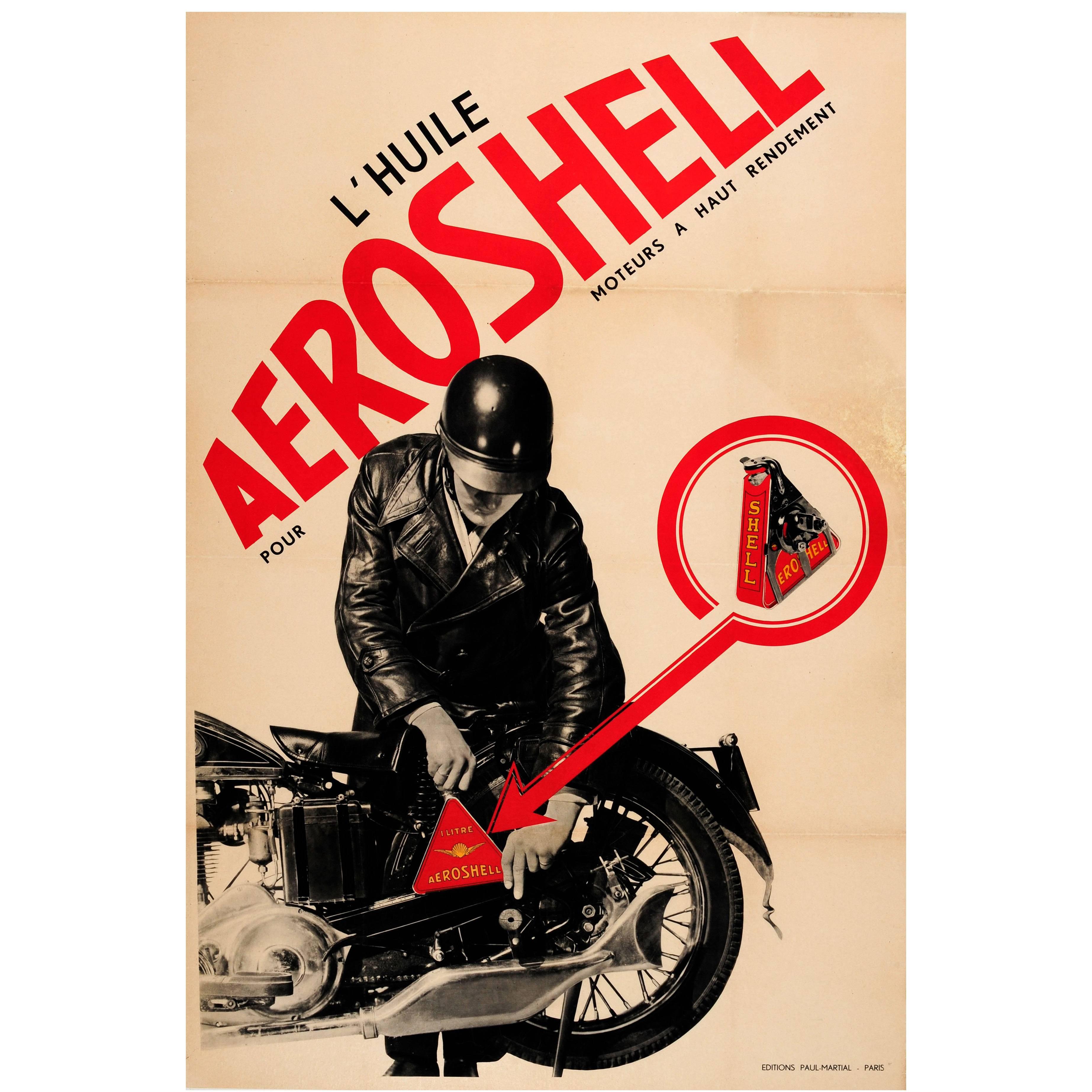 Original Vintage Constructivist Design Advertising Poster for Aeroshell Oil