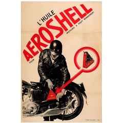 Affiche publicitaire originale et vintage de conception constructiviste pour l'huile d'aéroshell