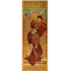 Originales antikes Theaterplakat von Mucha - Lorenzaccio mit Sarah Bernhardt in der Hauptrolle