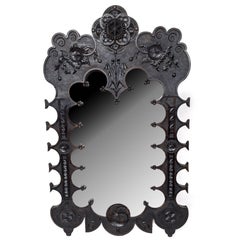 19th Century Black Painted Gothic Revival Mirror
