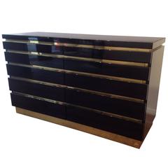 Jean Claude Mahey Black Lacquer Chest of Drawers