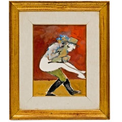Abstract Figural Painting of a French Officer and a Woman