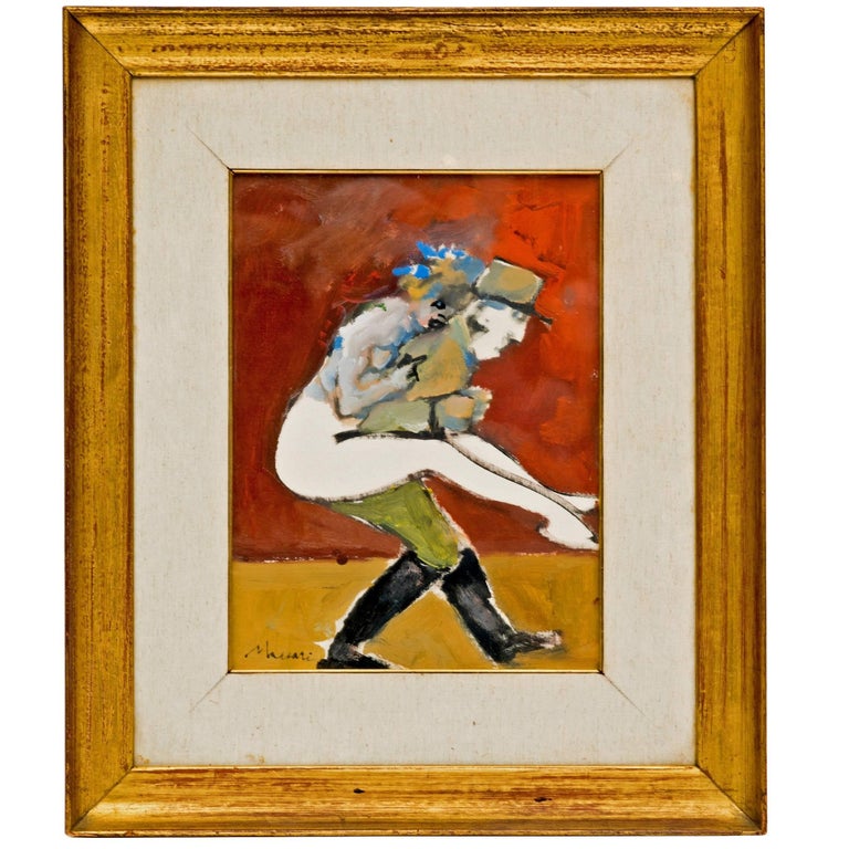 Abstract Figural Painting Of A French Officer And A Woman For Sale