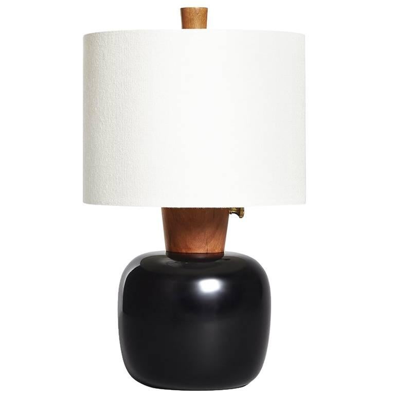 Ebonized Maple and Cherry Bedside Lamp, Marty I For Sale