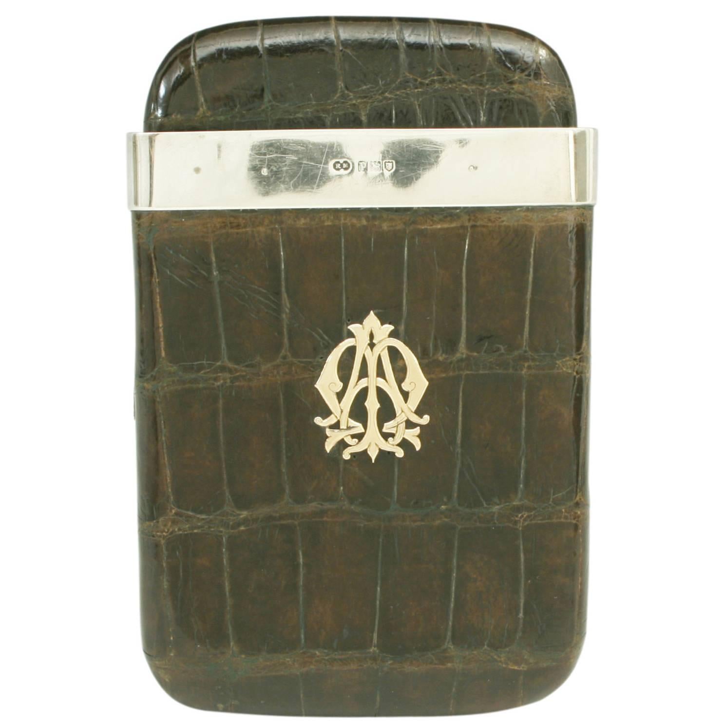 20th Century Crocodile Cigar Case with 9-Carat Gold Band London, circa 1915  at 1stDibs