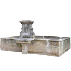 Antique Louis XIV Style Stone Basin with Fountain Backed, circa 1820