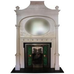 Large English Pine and Composition Fire Surround, circa 1890