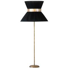 Tiffany Standing Floor Lamp h.190+low diam80cm Silk Organdy Shade Silver Glass 11