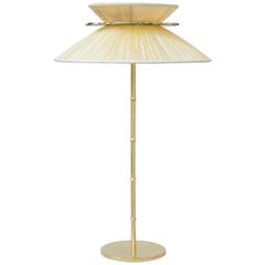 Daisy Table Lamp Console Lighting Silk Organdy Shade Silvered Glass Mat Brass 9