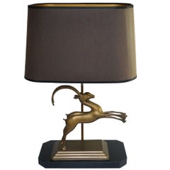 Mid-Century Modern Brass Gazelle Deer Lamp