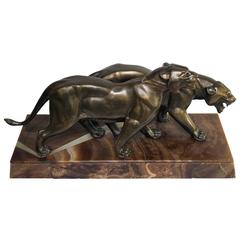 Big Pair of Fantastic Art Deco Bronze Lions, France, 1930s 7