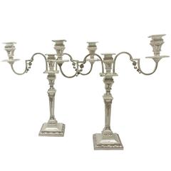 Antique Victorian Sterling Silver Three-Light Candelabra, Empire Style 2