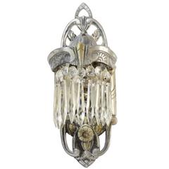 Lincoln Lighting Company Silver Plated Art Deco Sconce with Crystal, circa 1930