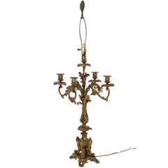 Rococo Style Gilt Metal Candelabra Table Lamp