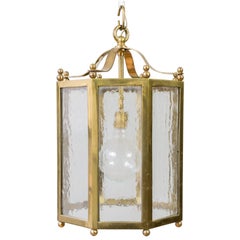 French Brass and Glass Octagonal Lantern