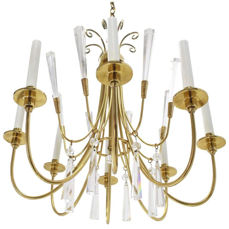 Brass And Lucite Mid Century Modern Light Fixture Chandelier For Brass And Lucite Mid Century Modern Light Fixture Chandelier 1