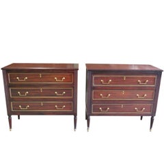 Pair Jansen Three-Drawer Commodes