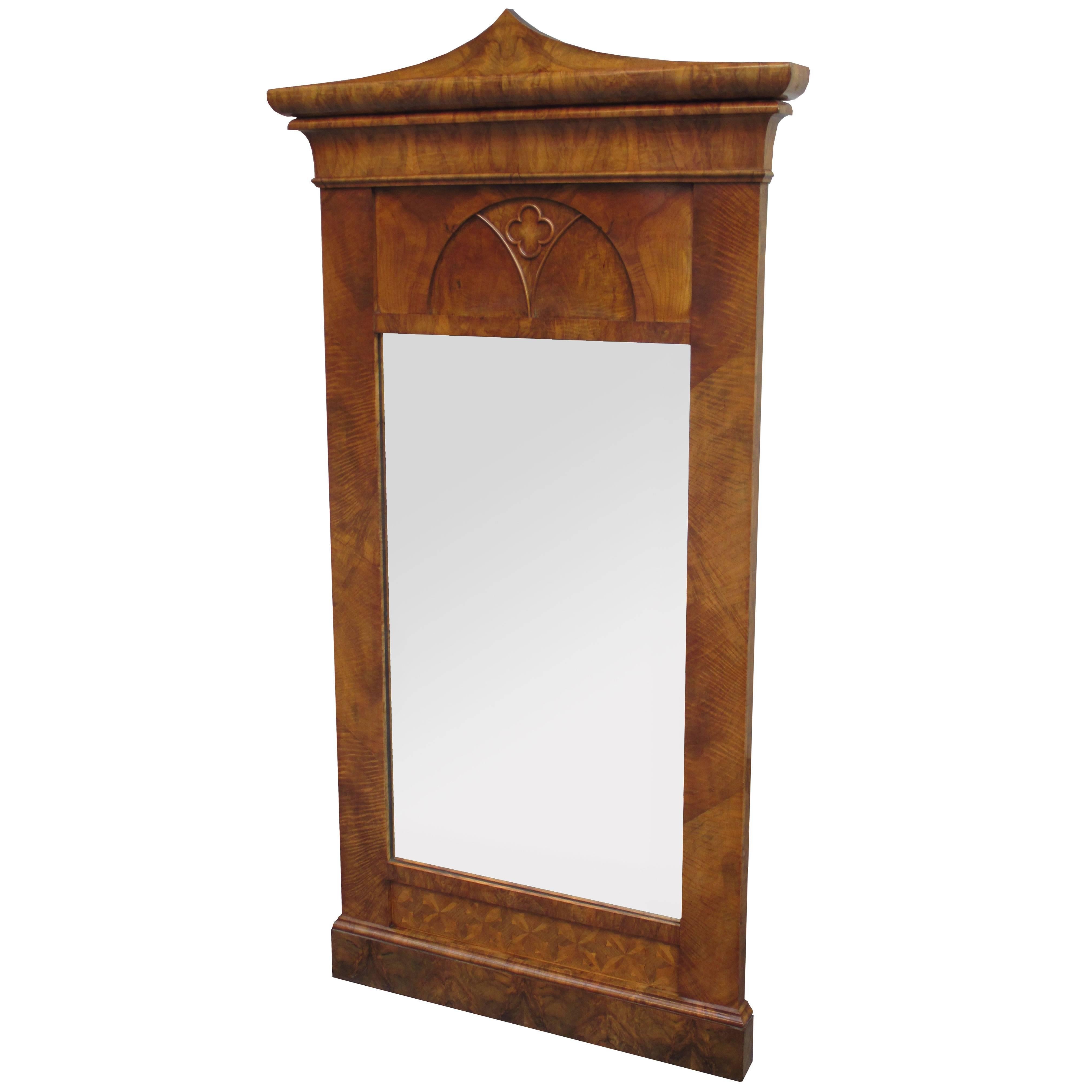 Biedermeier Period Neoclassical Walnut Mirror Austria circa 1820 For Sale