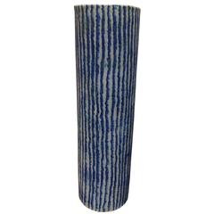 Royal Blue Vertical Stripe Vase, Thailand, Contemporary