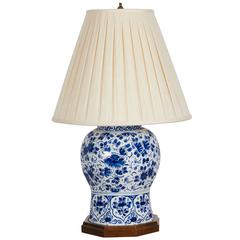 18th Century Delft Blue and White Vase Mounted as a Lamp