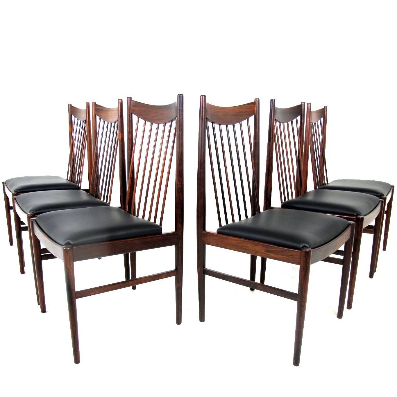 Beautiful Set of Six Rosewood High Back Dining Chairs, Model 422, Arne Vodder For Sale