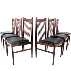 Beautiful Set of Six Rosewood High Back Dining Chairs, Model 422, Arne Vodder